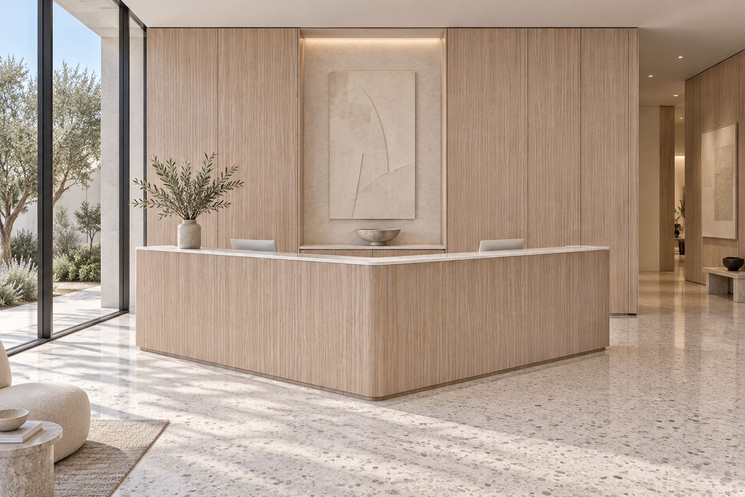 Design visualization: boomerang reception in Twilight Burr, decor HG3002