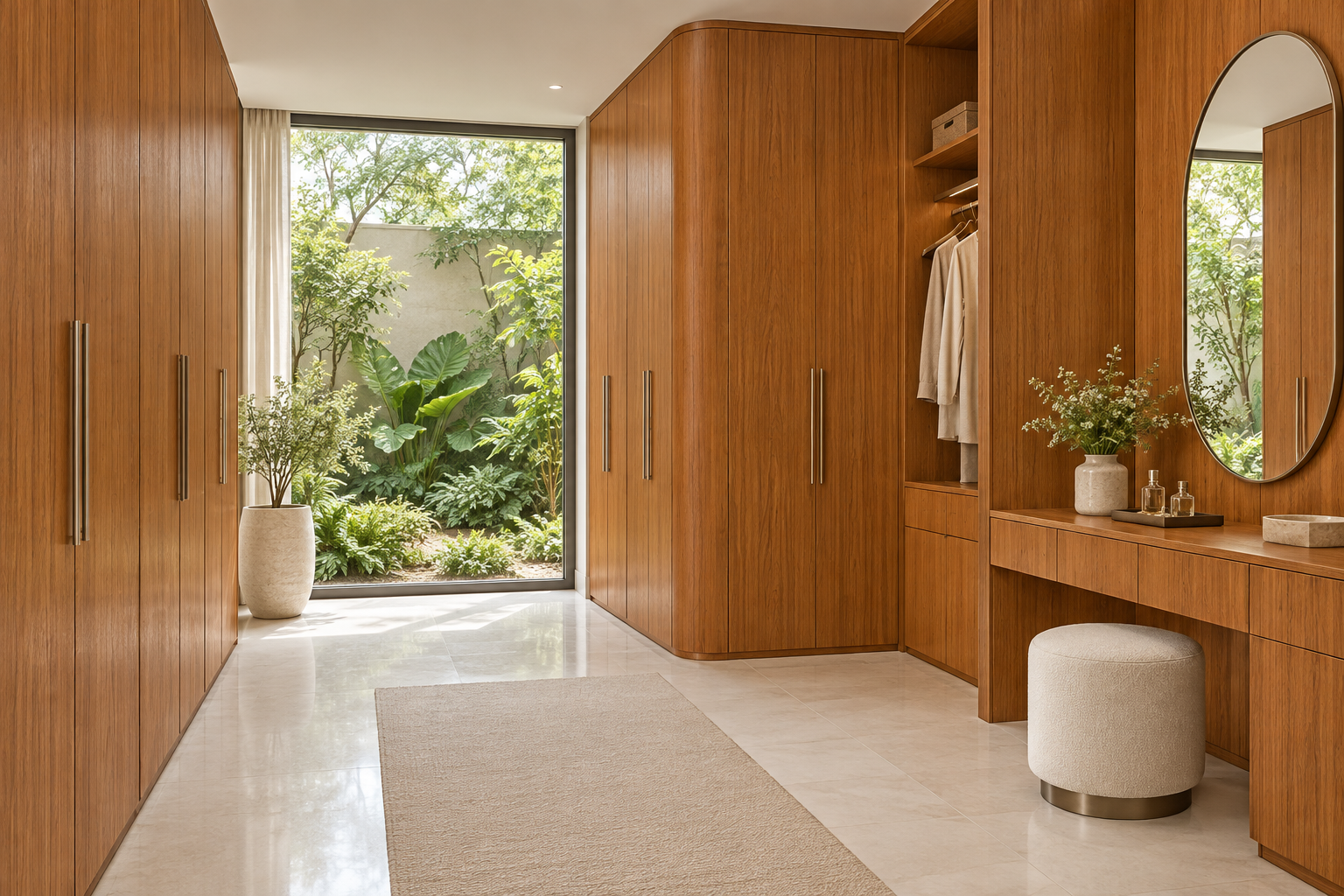 Design visualization: garden dressing room in Banda Teak, decor HG3003