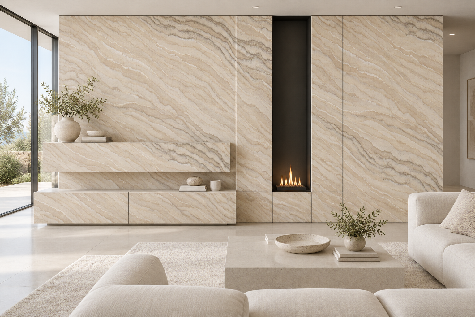 Design visualization: hearth wall in Dune, decor HG3004
