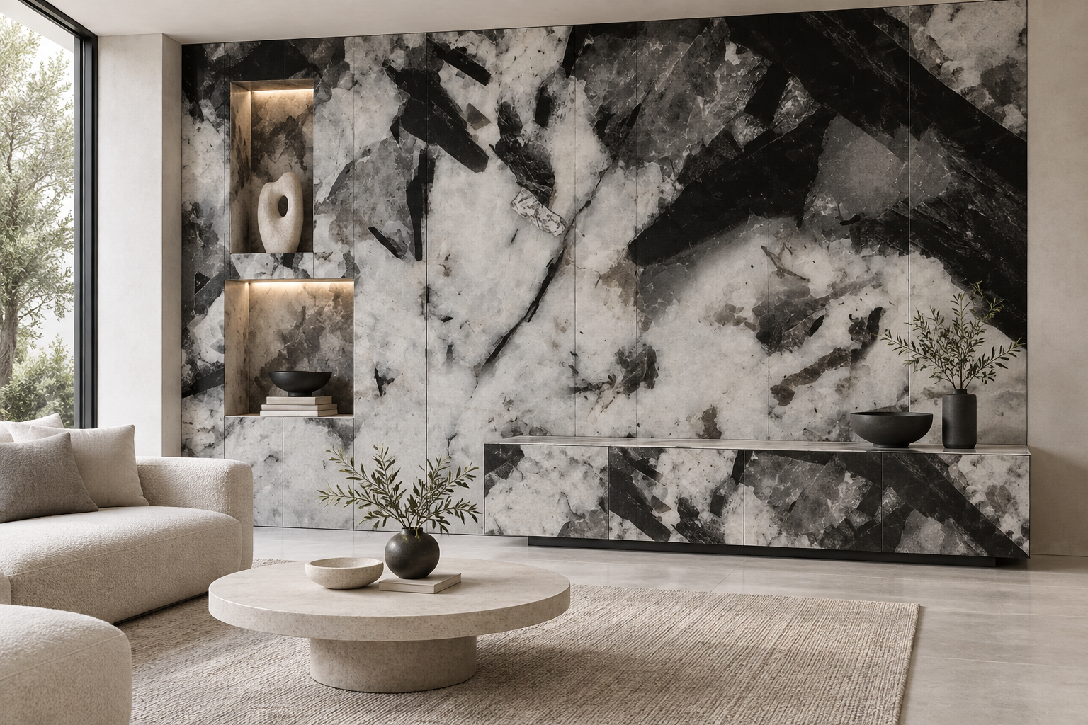 Design visualization: art display wall in Pandora Rock, decor HG3009