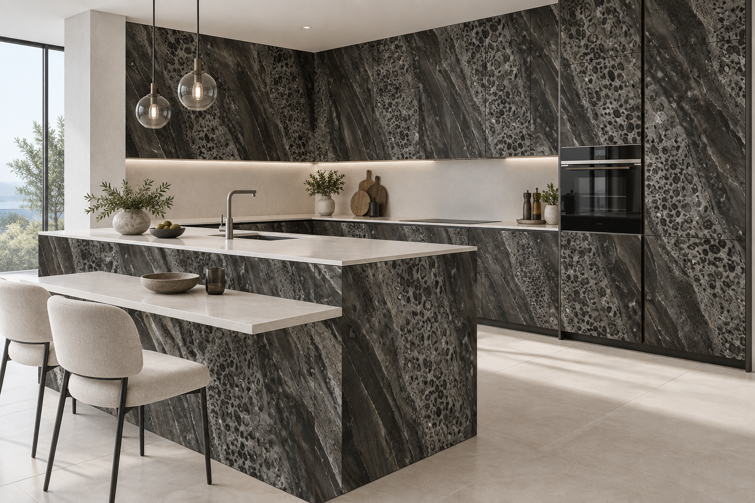 Kitchen design visualization with Venice Rock HG3010 cabinetry