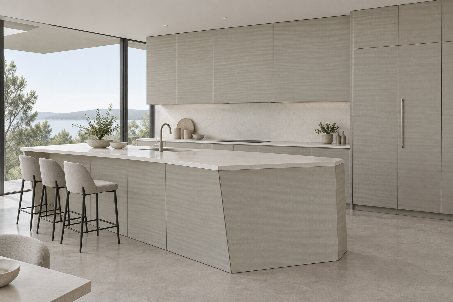 Kitchen design visualization with Shadow Wood Grey HG3012 cabinetry