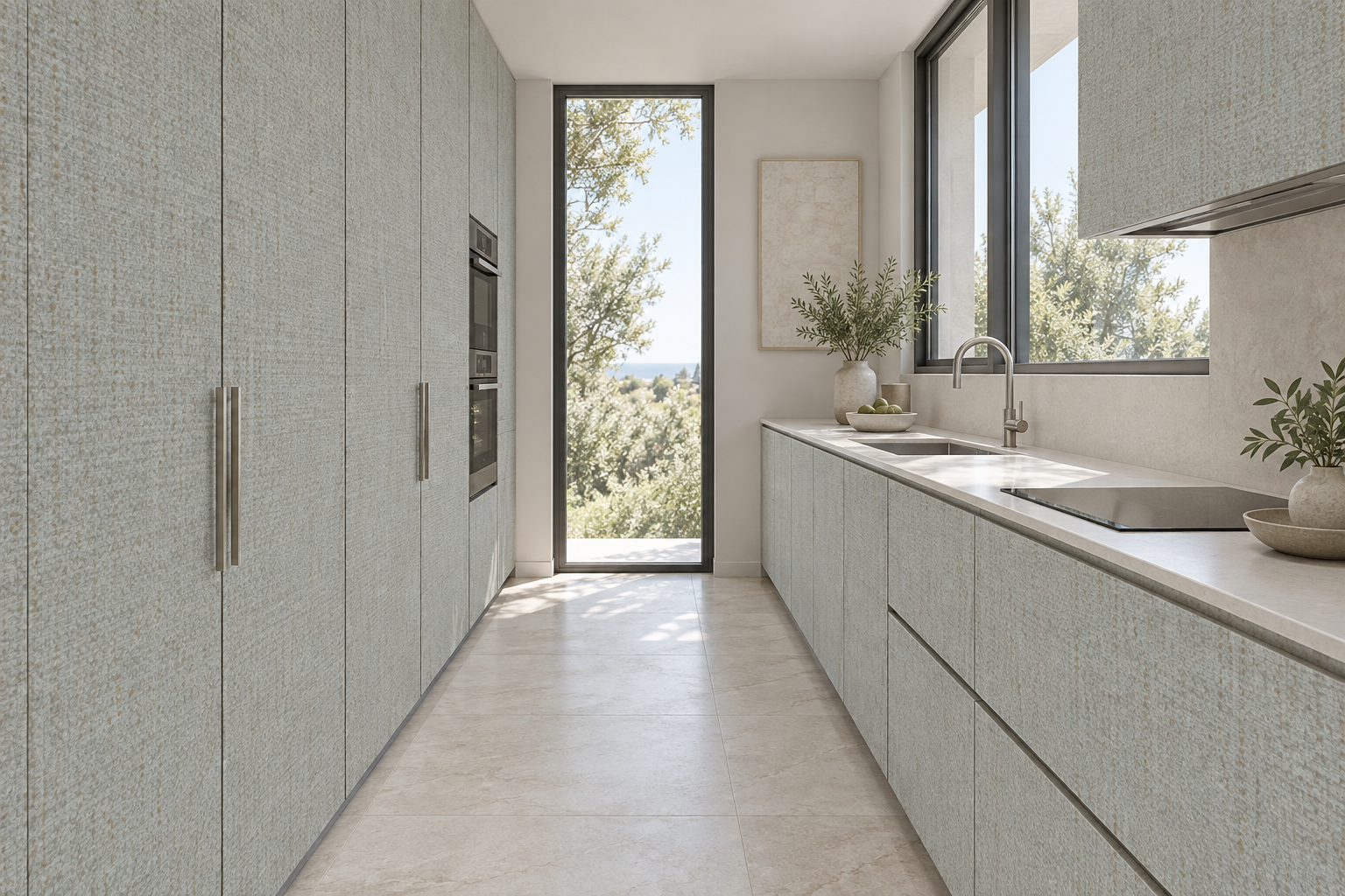 Kitchen design visualization with Knitting Grey HG3013 cabinetry