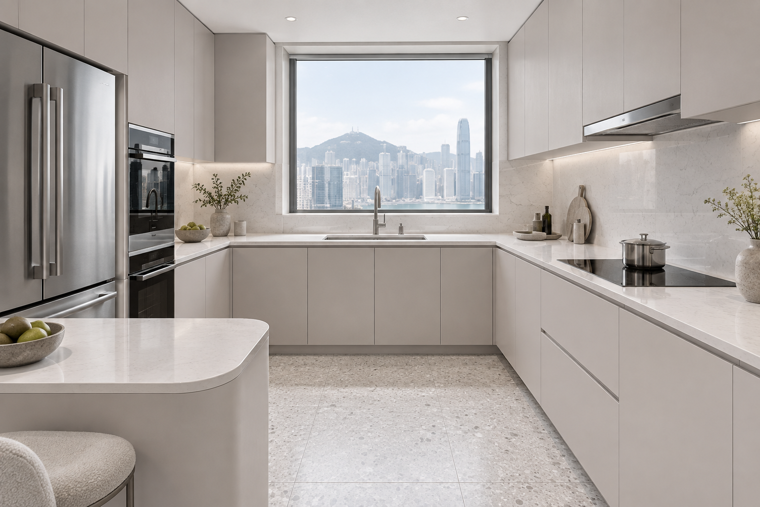 Kitchen design visualization with Chimera Grey HK2001 cabinetry