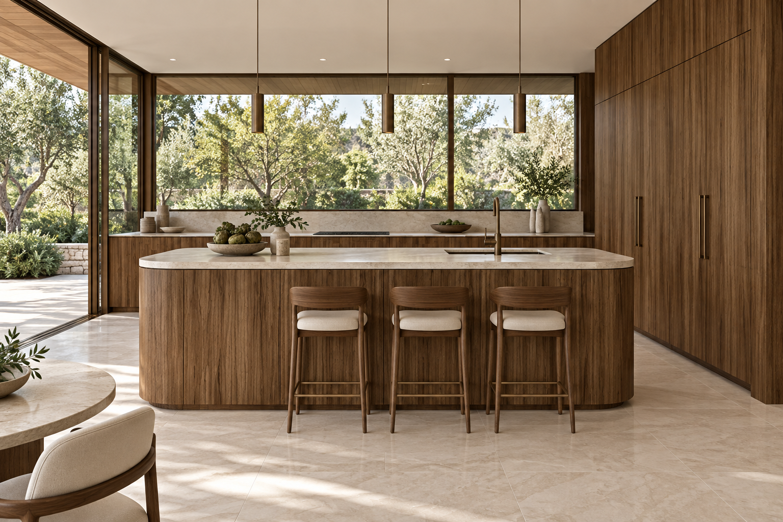Kitchen design visualization with Rhythmic Walnut HK2031 cabinetry