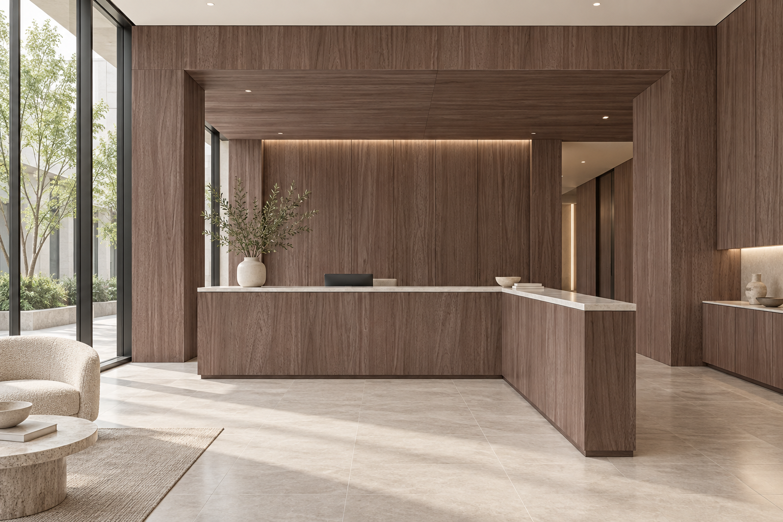 Design visualization: portal reception in Chateau Walnut, decor HK2032