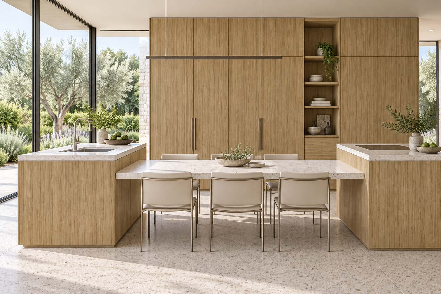 Kitchen design visualization with Shanshui Elm Twilight HQ6121 cabinetry