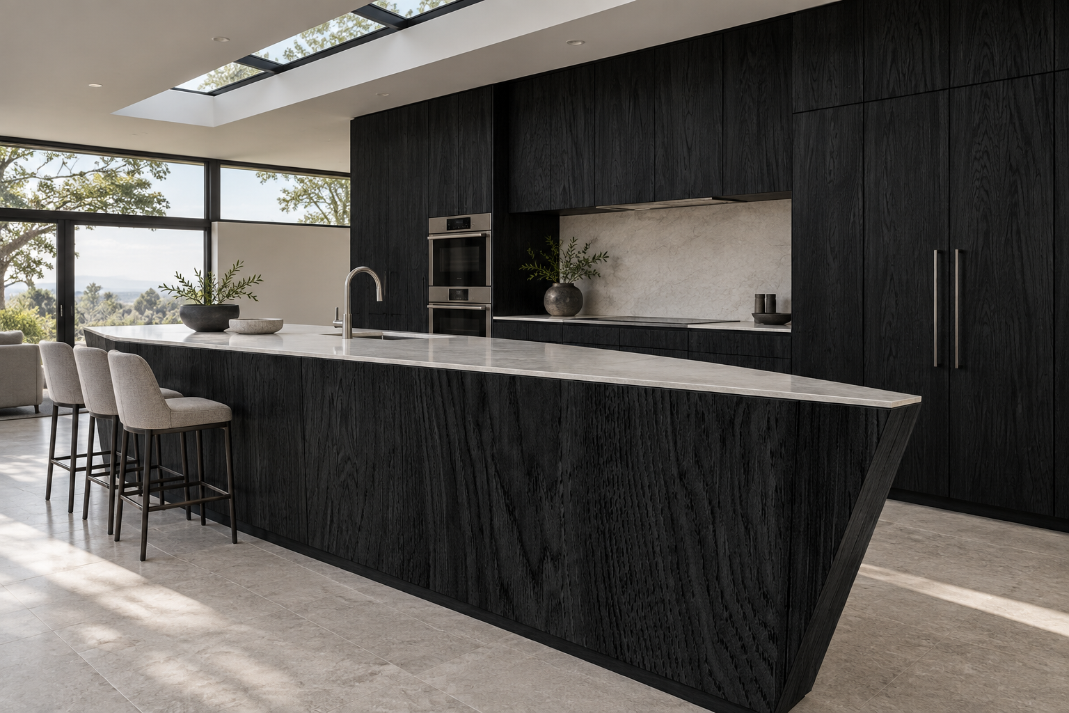 Kitchen design visualization with Bessie Hickory Black HT6042 cabinetry