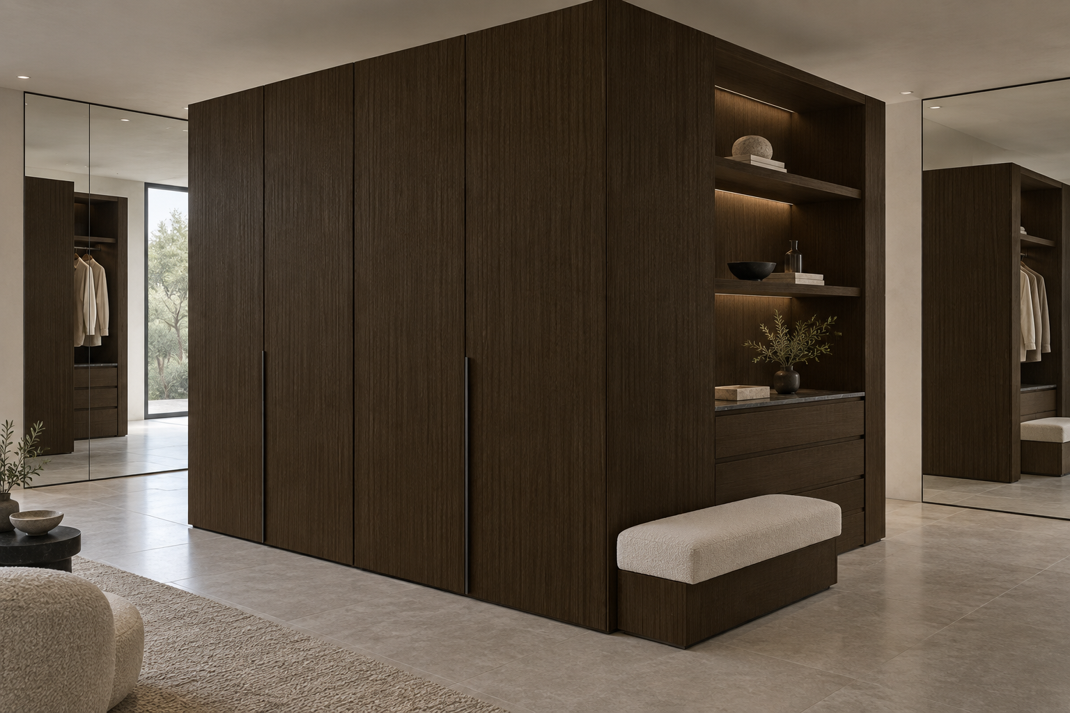 Design visualization: wardrobe pavilion in Snow Elm Bark, decor HT6053