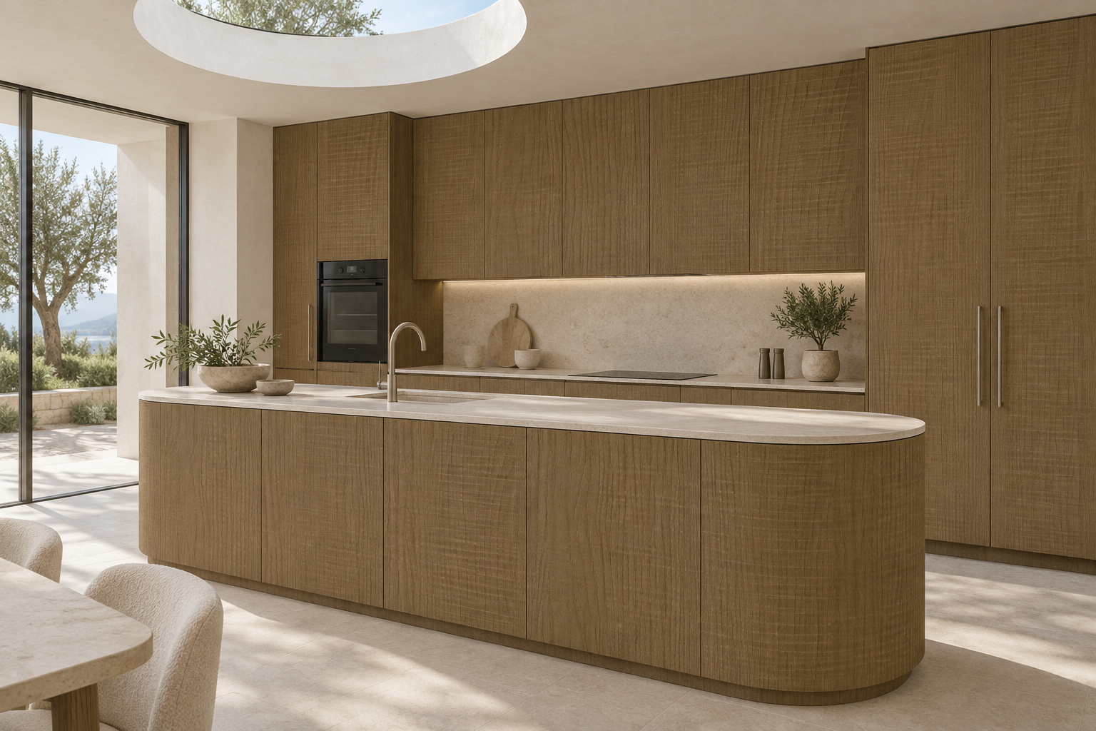 Kitchen design visualization with Saw Walnut Origin HT6081 cabinetry