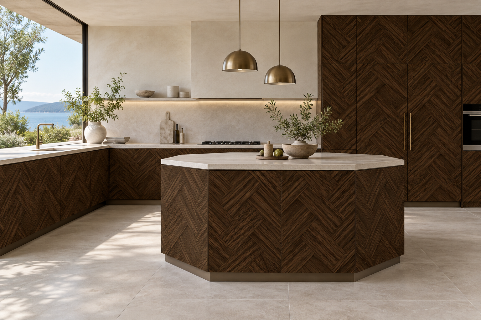 Kitchen design visualization with Woven Rattan HZ3015 cabinetry