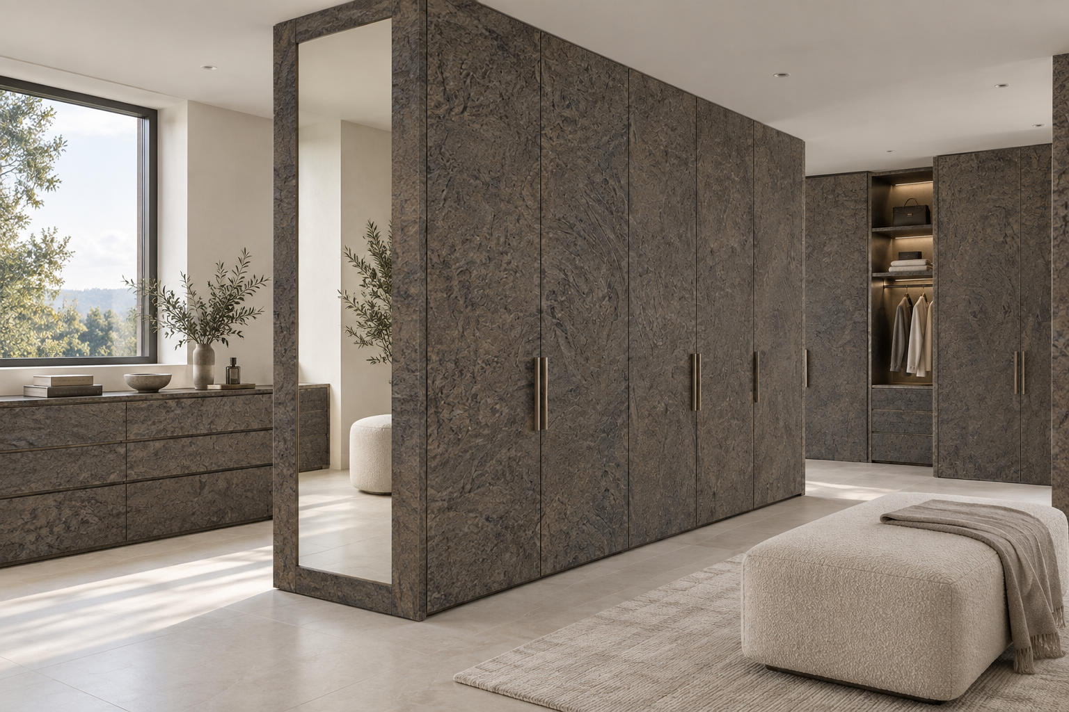 Design visualization: double-sided dressing wall in Verona, decor HZ3026