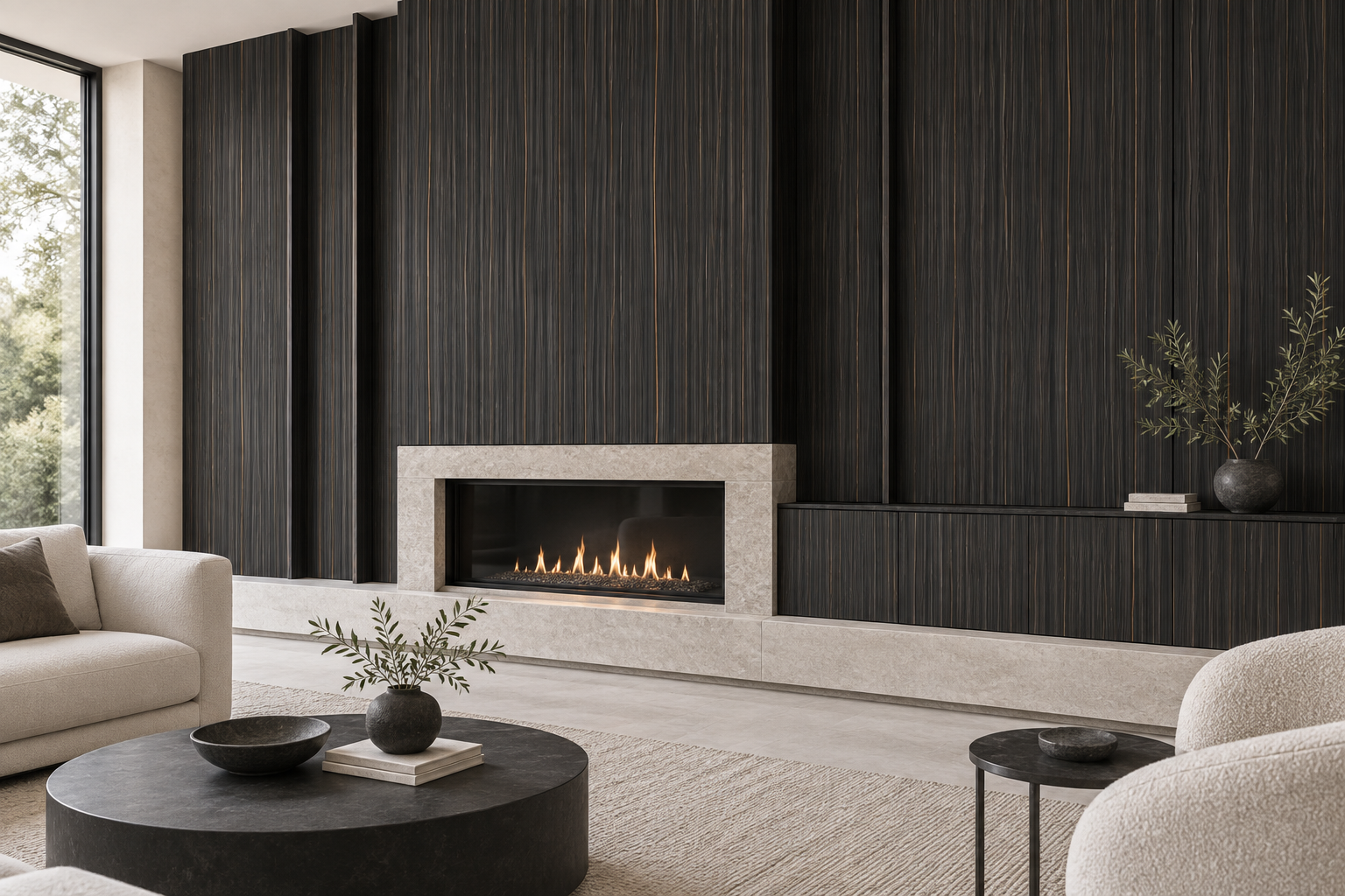 Design visualization: layered vertical wall in Ink Wave, decor HZ3029