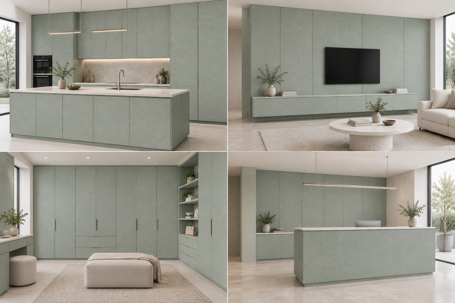 Kitchen design visualization with Silver Fabric 0528 cabinetry
