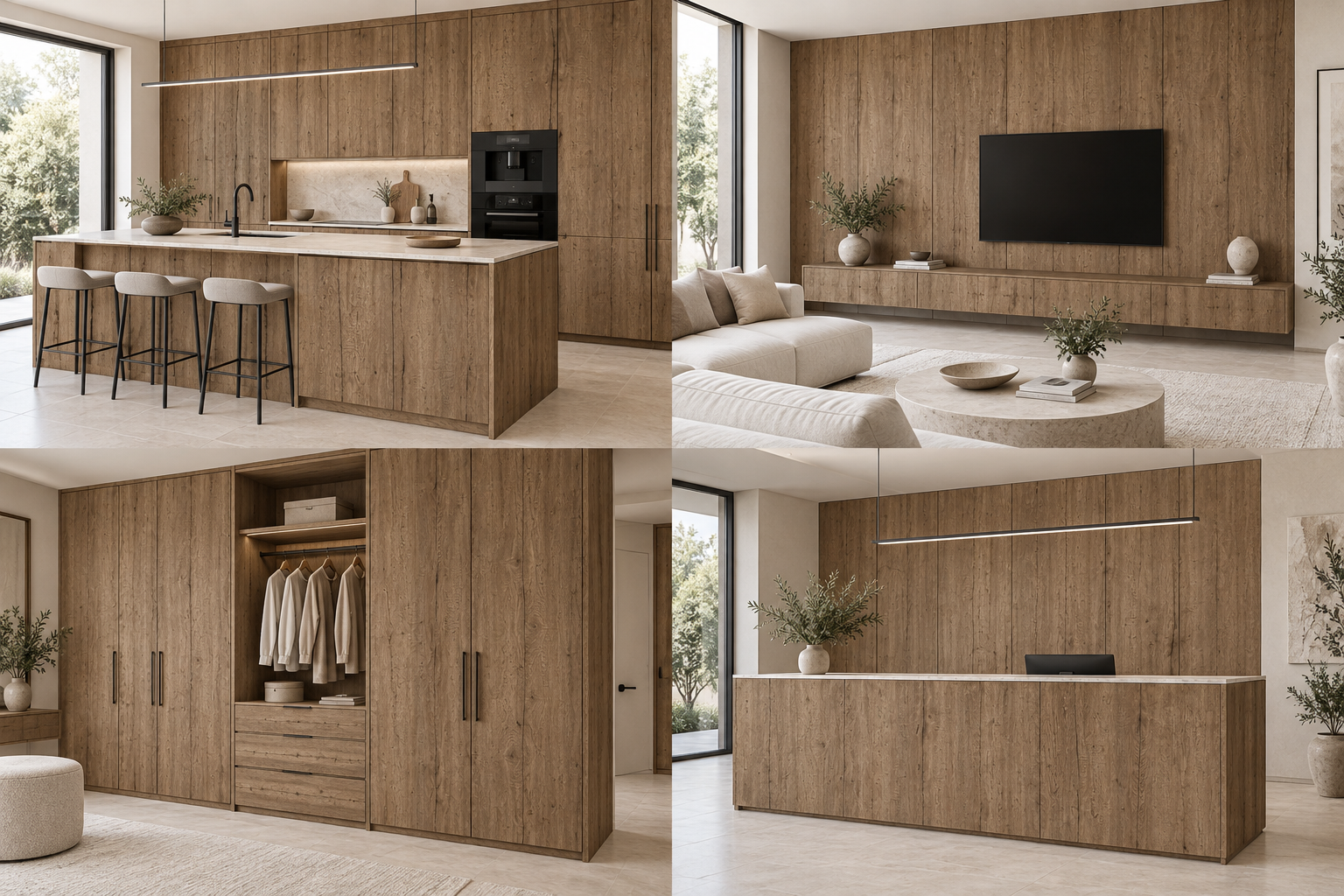 Kitchen design visualization with Tobacco Halifax Oak 1181 cabinetry
