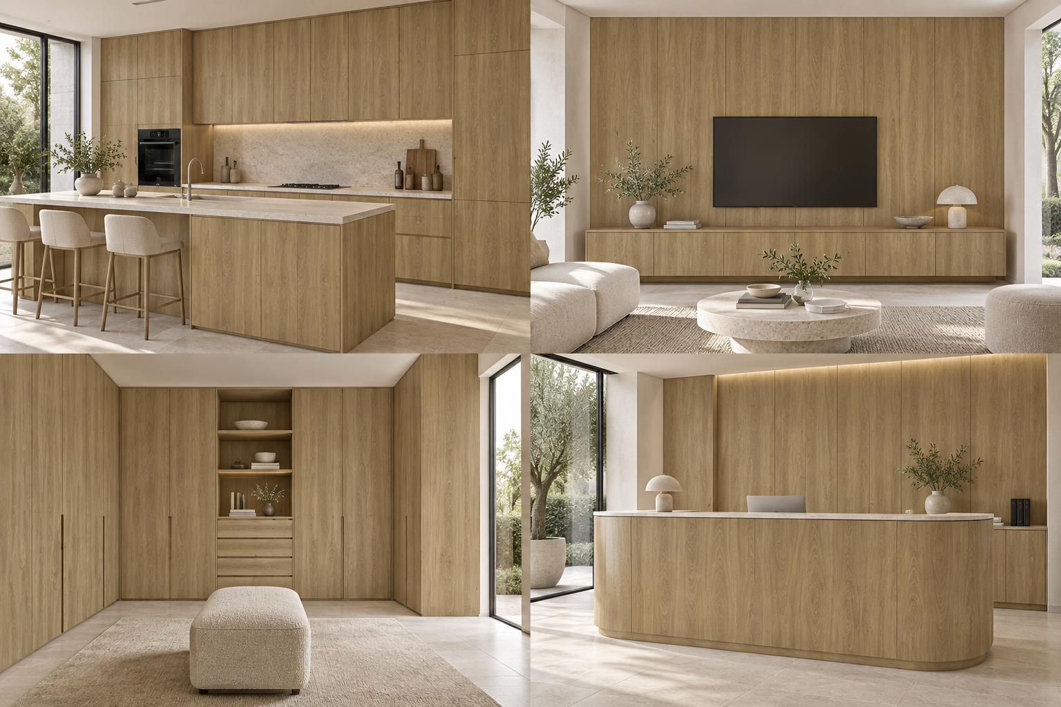 Kitchen design visualization with Natural Castello Oak 358-1 cabinetry
