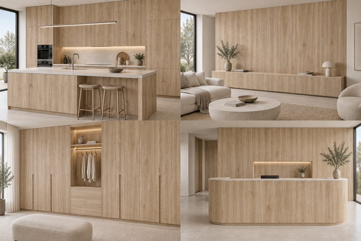 Kitchen design visualization with Honey Castello Oak 358-2 cabinetry