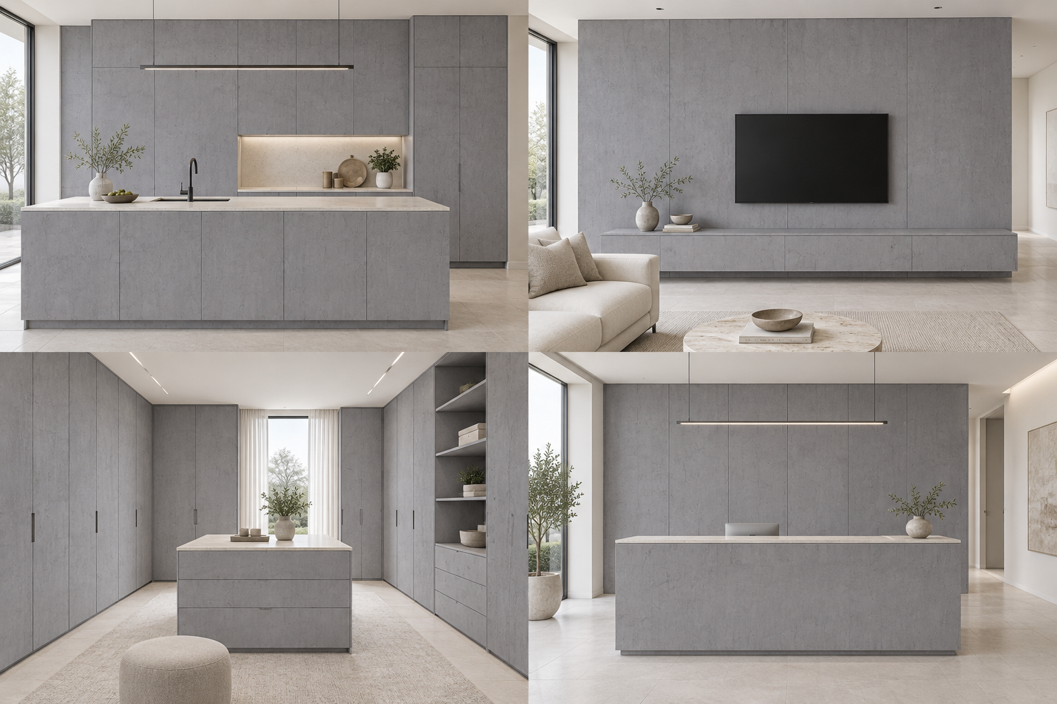 Kitchen design visualization with Concrete Veneer M231 cabinetry